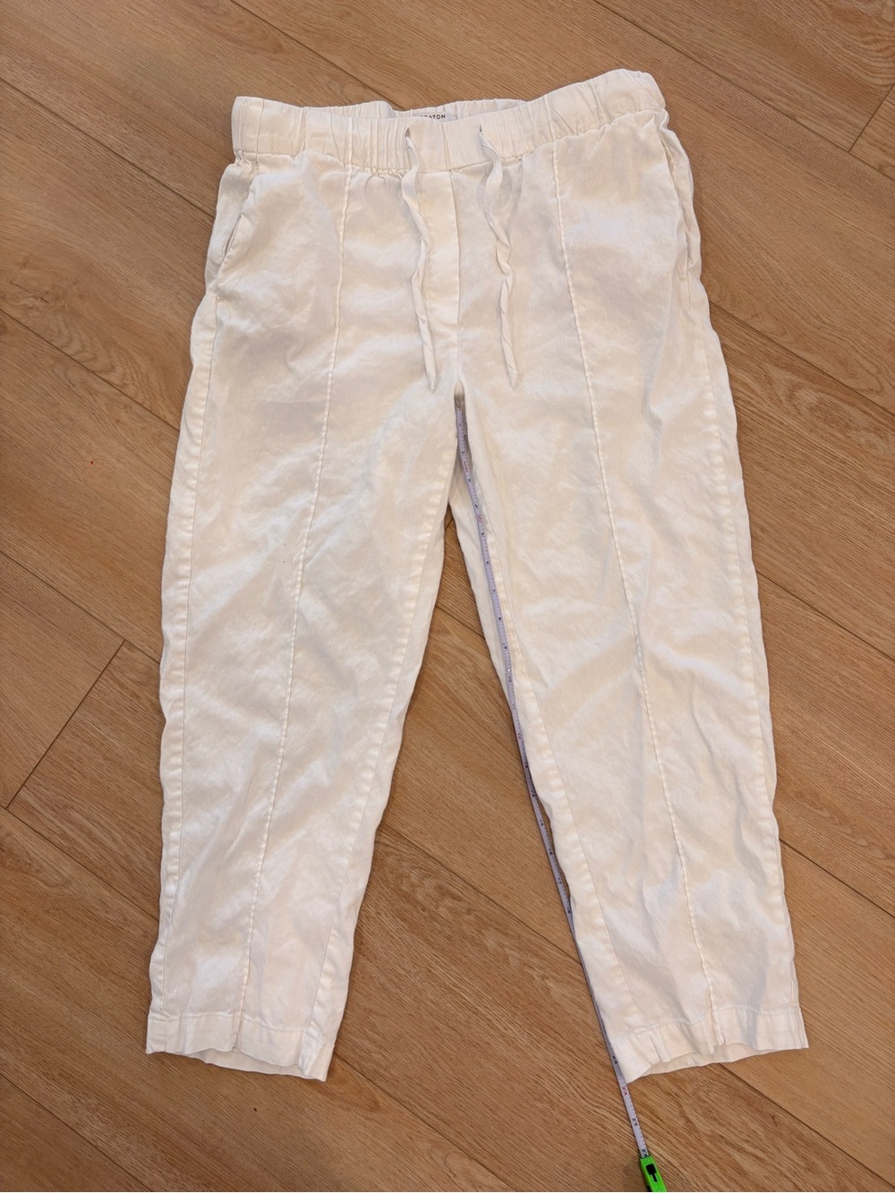 Babaton woman’s Cream Pull-On Linen-Blend Pants
